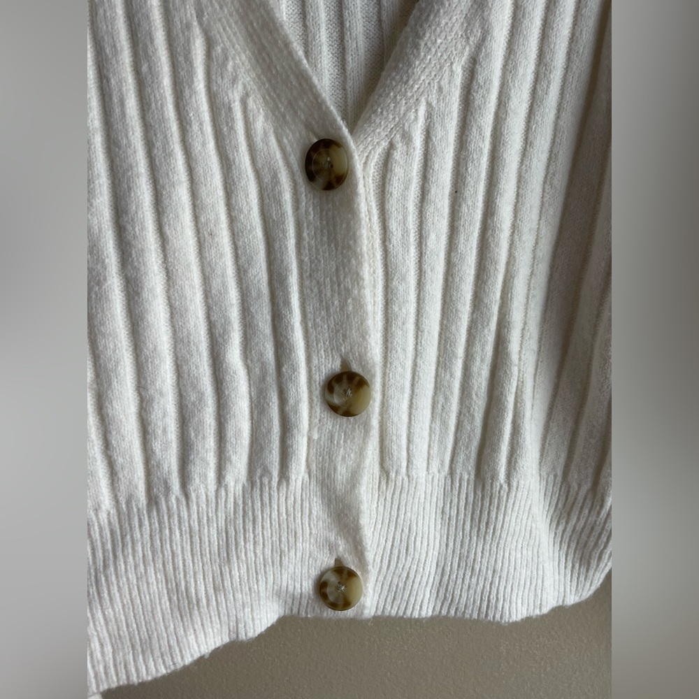 A New Day Women White Sweater Cardigan V Neck Size Small - Picture 2 of 10